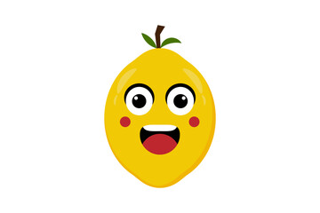 Lemon fruit icon emoji vector illustration. Illustration Lemon isolated on white backgrounds