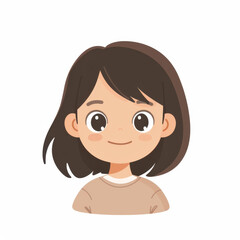 A minimalistic vector of a cute girl smiling, featuring clean lines and a solid white background for a modern touch.