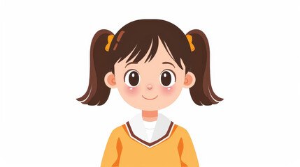 Obraz premium Cute vector art of a school girl, bright colors, and a crisp white background, perfect for educational themes and designs.