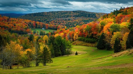 green mountain in autumn