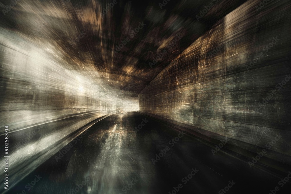 Poster a train passes through a dark and mysterious tunnel
