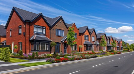 Naklejka premium Newly constructed houses on a recently developed residential area