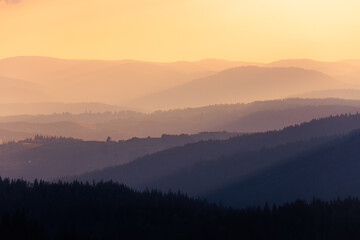 The gentle peaks of the Oriental Carpathians, Romania