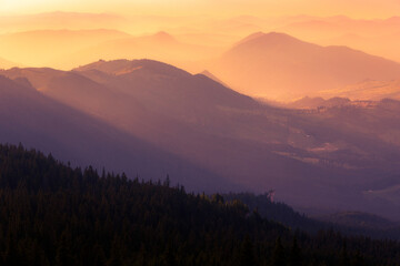 Obraz premium The gentle peaks of the Oriental Carpathians, Romania