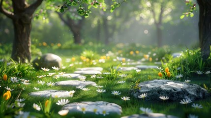 Serene Forest Meditation Space Sustainable Design with Biodegradable Materials for Wellness and Natural Tranquility