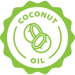 green coconut oil outline icon round rounded circle badge stamp label isolated on transparent background