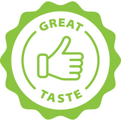 green great taste outline icon round rounded circle badge stamp label isolated on transparent background