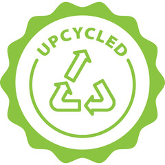green upcycled outline icon round rounded circle badge stamp label isolated on transparent background