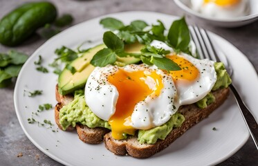 Poached eggs with mashed avocado on toast is a delicious and healthy breakfast, offering a nutritious option for veggie eaters with creamy avocado and perfectly poached eggs.