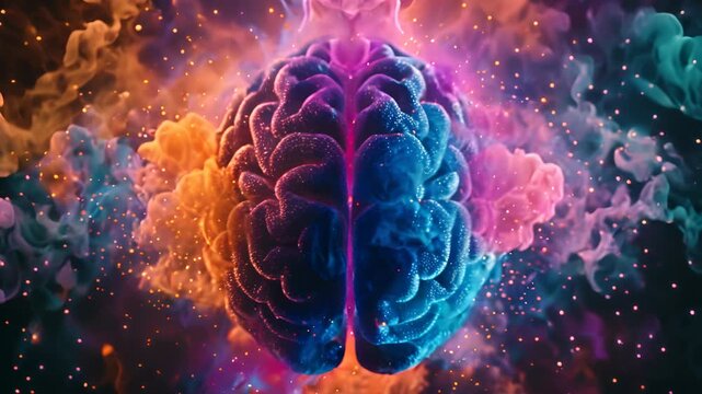Human brain colorful creativity explosion creative splash new ideas plans motivation brainstorm education concept emotional intelligence mindfulness minds science abstract intellect genius psychology