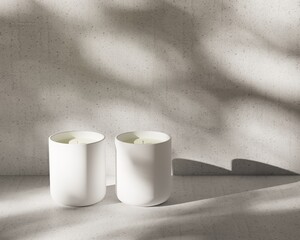 An Elegant Minimalist Candle Display Beautifully Arranged on a Smooth Concrete Surface