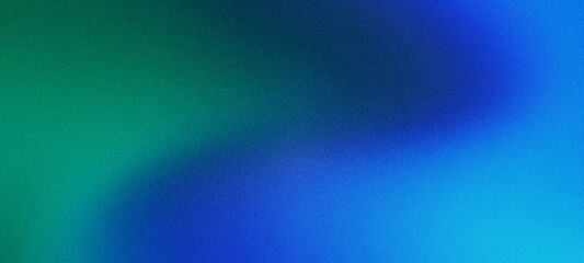 Dark blue grainy gradient background, blue green abstract backdrop, noise texture banner poster grunge header design copy space 