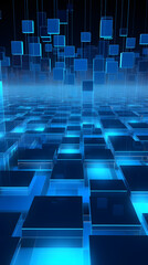 Fototapeta premium Digital technology blue light lines 3d abstract graphic poster background