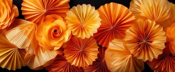 Golden Paper Rosettes For Birthday Party Decorations, Adding A Touch Of Festivity And Elegance