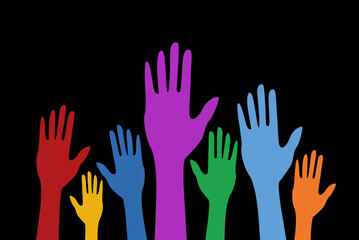 hands vector illustration on black background