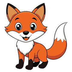 Baby Fox Animal isolated flat vector illustration