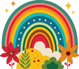 Boho rainbow vector illustration design