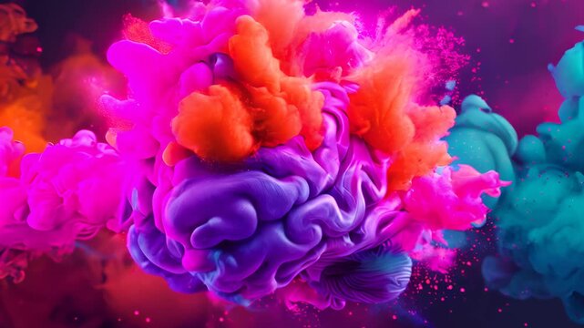 Human brain colorful creativity explosion creative splash new ideas plans motivation brainstorm education concept emotional intelligence mindfulness minds science abstract intellect genius psychology