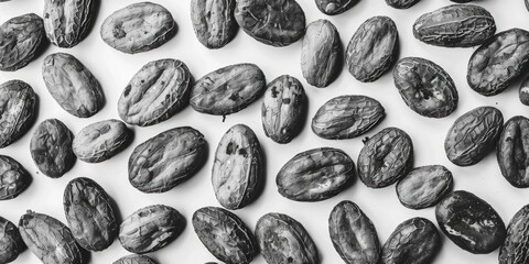 A close up of a bunch of black and white chocolate chips. Concept of indulgence and temptation, as the chocolate chips are arranged in a way that makes them look like they are calling out to be eaten