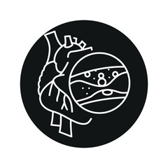 Coronary heart disease line black icon. Human disease sign for web page, mobile app,