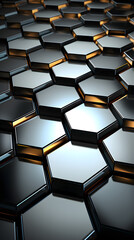 Digital silver 3d honeycomb structure hexagonal graphic poster background