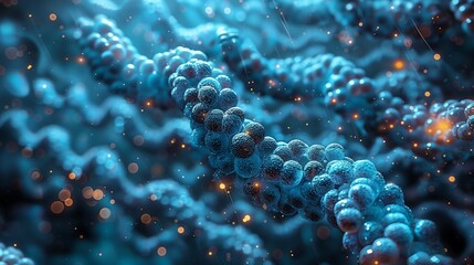 Fototapeta premium Intricate Close-Up Of Microbial Structure Exhibiting Bacteria In Water With Bubbles And Light Effects