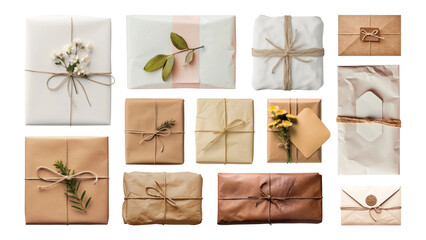 PNG paper gift wrap element set, transparent background