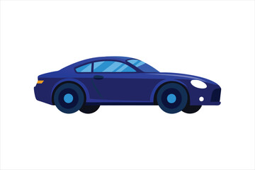 Beautiful glossy big car dark blue vector artwork illustration.