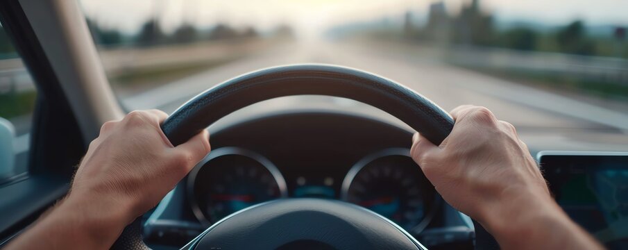 A driver changing lanes on a highway, driving skills, traffic navigation
