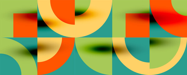 Fototapeta premium Neo memphis geometric pattern with circles, squares. Pop art abstract background for covers, banners, flyers and posters and other templates