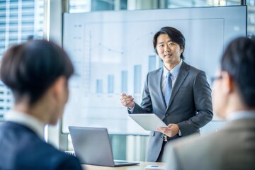 決算説明を行う日本人専門家
