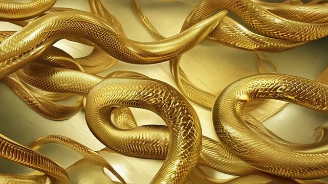 Close-up of isolated golden cobra with intricate pattern on white background