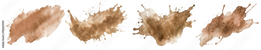 Canvas Prints set of elegant, earthy color smudge textures for creative design projects, isolated on transparent o