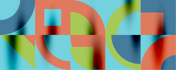 Obraz premium Neo memphis geometric pattern with circles, squares. Pop art abstract background for covers, banners, flyers and posters and other templates