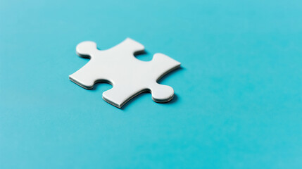 Obraz premium A jigsaw puzzle piece on blue background, symbolizing an organized approach to marketing