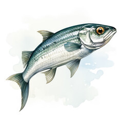 Watercolor Anchovy, clipart Illustration, Generative Ai