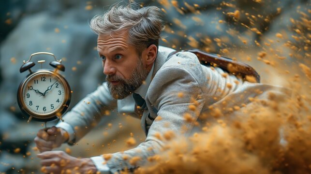 Businessman running out of time