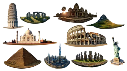 Famous tourist spot png element set, transparent background