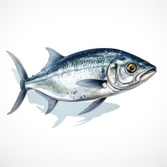 Watercolor Anchovy, clipart Illustration, Generative Ai