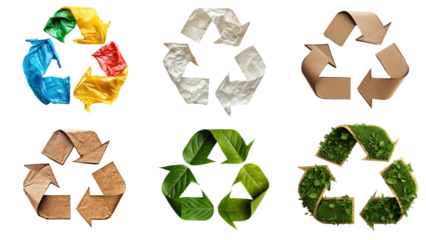 Recycle symbols png element set, transparent background