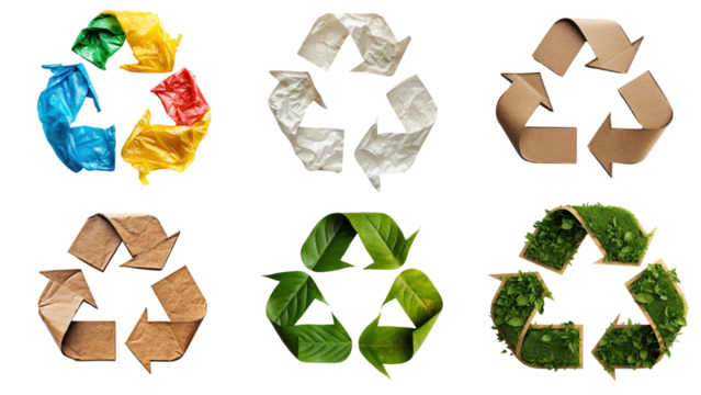 Recycle symbols png element set, transparent background