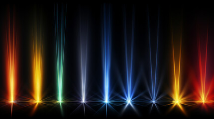 Set of light beams, spotlight, background