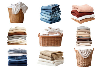 Stack of clothes png element set, transparent background