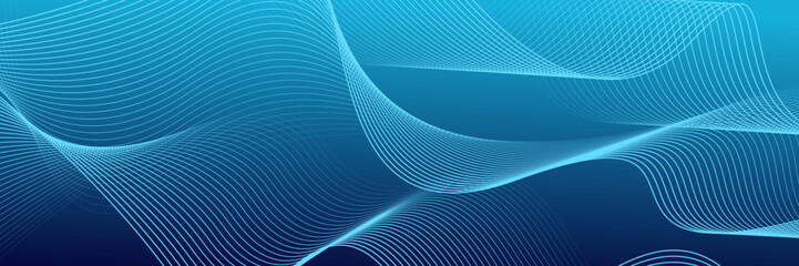 Dark blue abstract background with glowing wave lines. futuristic background Modern concept technology. Vector illustration