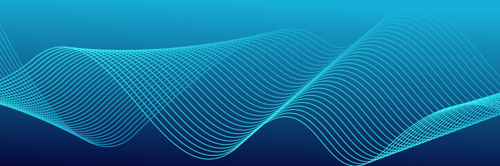 Dark blue abstract background with glowing wave lines. futuristic background Modern concept technology. Vector illustration