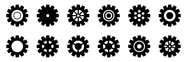 Gears icon set. Setting gears icon. Collection of mechanical cogwheels. Simple Gear wheel collection. Gear icons. Vector illustration with cogwheels sign set.