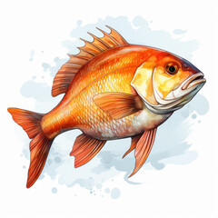 Watercolor Amberjack, clipart Illustration, Generative Ai