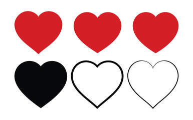 Collection of heart illustrations, Love symbol icon set, love symbol vector.