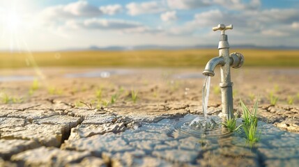 Water scarcity crisis. Illustration of water shortage issue