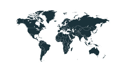 World map. Modern black vector map. Silhouette map.